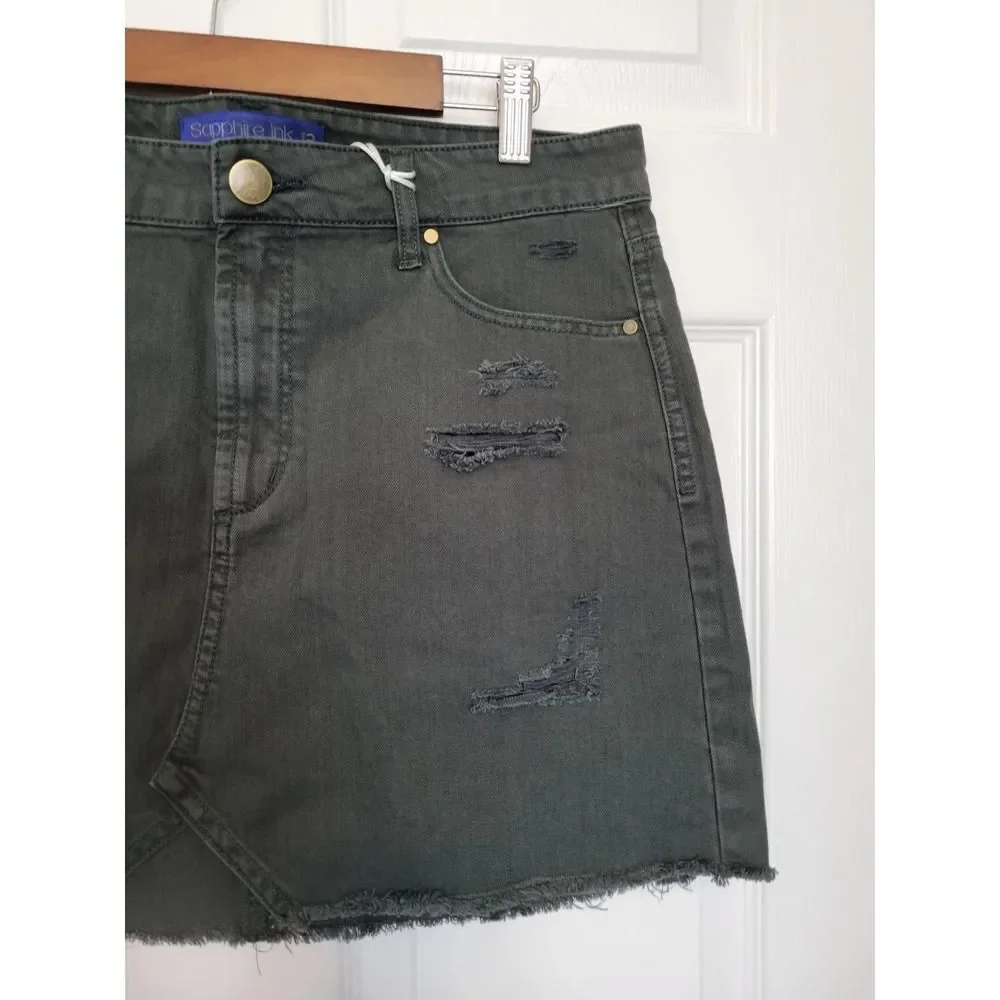Denim Mini Skirt Distressed